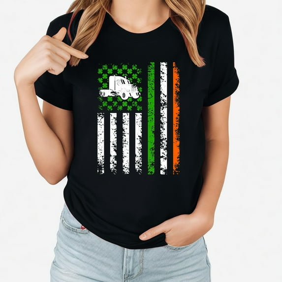 Jacenvly St. Patrick's Day Shirts for Women Clearance 2024 Casual Short Sleeve Womens Tops Skin-Friendly Round Neck Blouse Ladies Saint Patrick's Day Printed T-Shirt With And Top Black