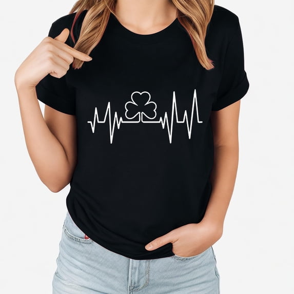 Jacenvly St. Patrick's Day Shirts for Women Clearance 2024 Casual Short Sleeve Womens Tops Soft Satiny Round Neck Blouse Ladies Saint Patrick's Day Printed T-Shirt With And Top Black
