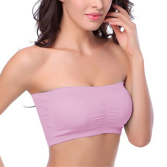 Jacenvly Strapless Push up Bra Plus Size One-Piece Bra Everyday Underwear Strapless Polishing Bra Bandeau