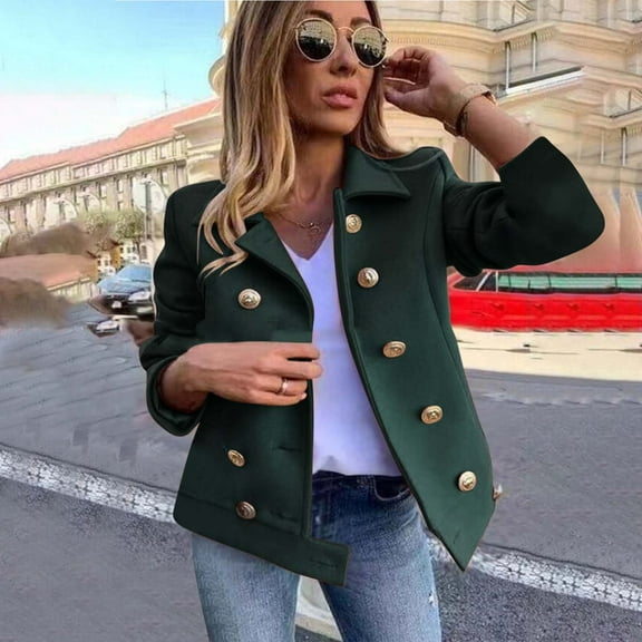 Jacenvly Suit Coat for Women Lapels Long Sleeve Cropped Blazers for Women Button Solid Business Attire Coat Soft Comfort Casual Refined Slimming Tops