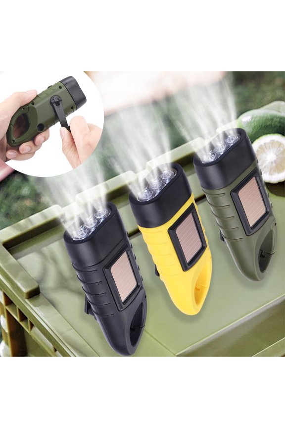 Summer Home Trend Solar Power Hand Power Generation Flashlight Home Mini Portable Outdoor Led Light Source Lamp Camping Flashlight Abs Key Chain Design Easy To Carry