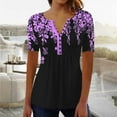 thumbnail image 1 of Jacenvly Summer and Fall Tops for Women Crew Neck T Shirt Comfortable Misses Stylish Casual Printing Short Sleeve Loose Tee Peplum Tops Tunic Blouse, 1 of 3