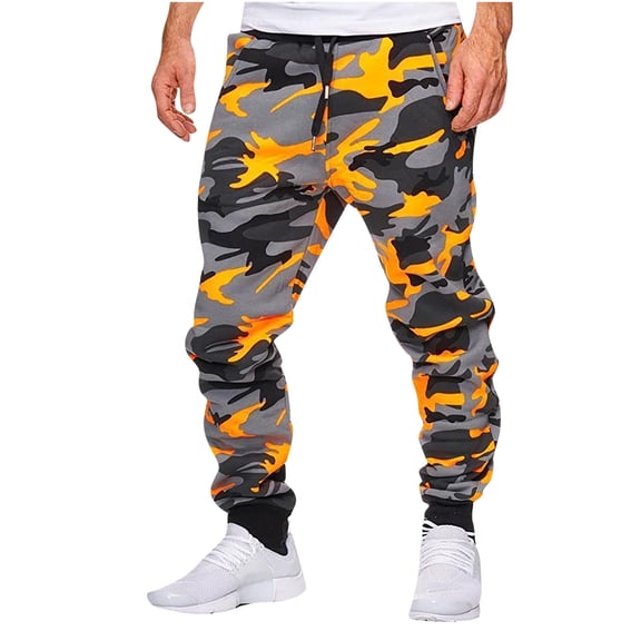 Jacenvly Sweatpants for Men Long Sports Pants Elastic Waisted Drawstring Pocket Camo Mens Pants Camouflage Tracksuit Leisure Sports Trousers Jogger Streetwear