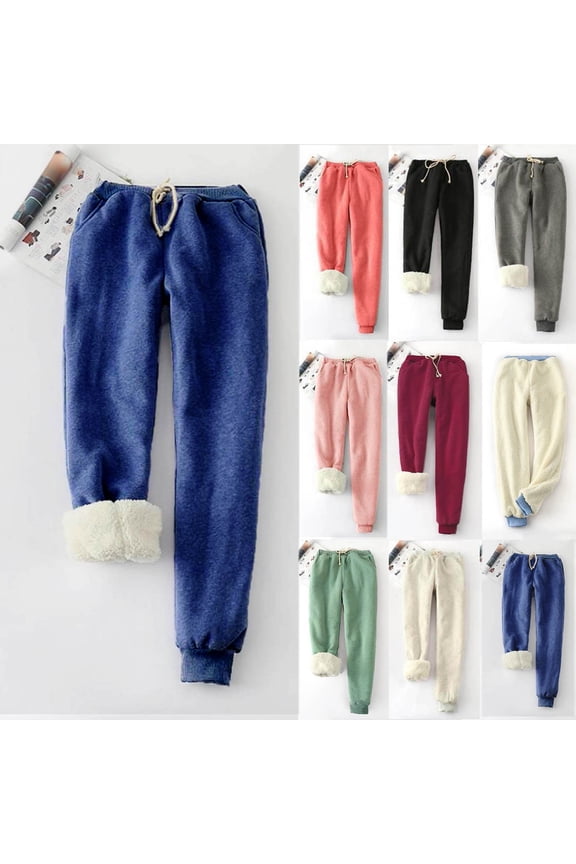 Sweatpants Women Bundle Foot Long Elastic Waisted Drawstring Pocket Plain Women's Pants Solid Color Fleece Plus-Size Bandage Pants Casual Harun Leggings