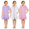 thumbnail image 1 of Jacenvly Swimming Skirts for Girls Quick Drying Girls Swim Cover up Kids Swimsuit Coverup Zip-Up Beach Bathing Suit Robe 8-9 Years Purple, 1 of 8
