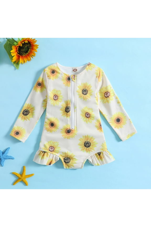 Swimsuit Skirt Girls 2024 New Style Girl Swimsuits Guard Bathing Suits for Toddler Girls Kids Swimwear for 1-4 Years Old 2Y White