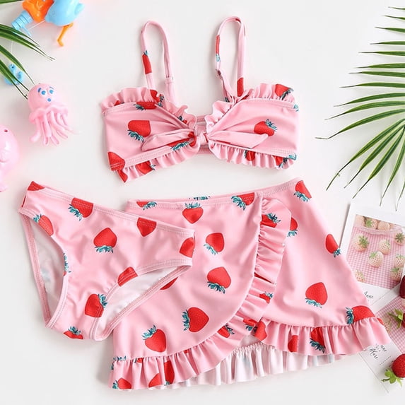 Jacenvly Swimsuit Skirt Girls Clearance Skin-Friendly Toddler Kids Baby Girls Fashion Cute Print Swimming Trunks Skirt Seaside Swimsuit Set 6 Months Pink
