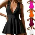 thumbnail image 1 of Jacenvly Swimsuits for Women 2Pcs Clearance Bathing Suits Tankini Sets Swim Skirt with Low Waist Boyshorts Orange, 1 of 11
