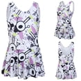 thumbnail image 1 of Jacenvly Swimwear for Girl Clearance 2024 New Style Girls Summer Fashion Cute Print Bikini Ruffles Piece Swimsuit 130 Purple, 1 of 10