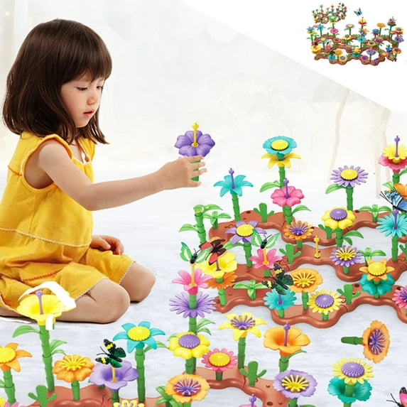 Jacenvly Toys for Ages 8-13 224-Piece Children'S Variety Garden World Assembling Garden Building Blocks Set Diy Intellectual Flower Arrangement Assembling and Building Toys
