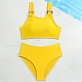 thumbnail image 1 of Jacenvly Two Piece Swimsuit Toddler Skin-Friendly Girl'S Swimsuit Solid Color Split Bikini Medium and Large Girls High Waist Spa Swimwear 8-14 Years 14Y Yellow, 1 of 1