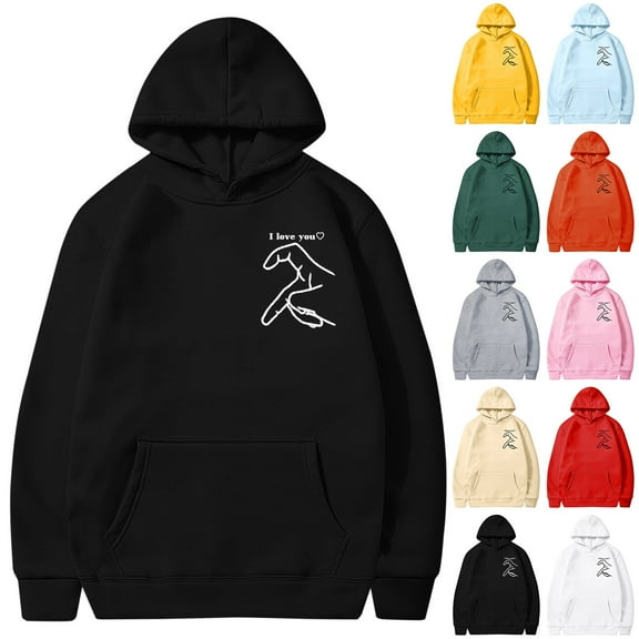 Jacenvly Valentine'S Day Couples Hoodies Long Sleeve Shirts Heart Pattern Hooded Cozy Leisure Valentine'S Day Printed Hooded Plush Hoodie Top Hooded Hoodie Pink