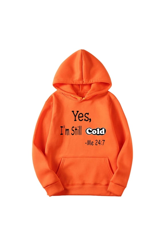 Valentine'S Day Couples Hoodies Long Sleeve Shirts Love Letter Print Hooded Cozy Leisure Men Pullover Tops Blouse Hoodie Sweatshirts Orange