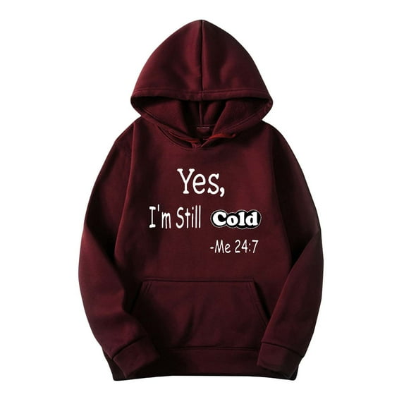 Jacenvly Valentine'S Day Gifts for Him Long Sleeve Shirts Love Letter Print Hooded Loose Fashion Men Pullover Tops Blouse Hoodie Sweatshirts Wine