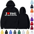 thumbnail image 1 of Jacenvly Valentine'S Day Shirts Long Sleeve Shirts Heart Pattern Hooded Cozy Leisure I Love You My Boyfriend Valentine'S Day Couple Hooded Fleece Pocket Sweater Coat Pink, 1 of 4