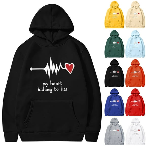 Jacenvly Valentine Sweaters for Women Long Sleeve Shirts Heart Pattern Hooded Loose Fashion Valentine'S Day Printed Hooded Plush Hoodie Top Hooded Hoodie Pink