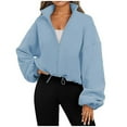 thumbnail image 1 of Jacenvly Winter Baseball Jacket Women Solid Stand-Up Collar Womens Coats Zip-Up Plush Coats Soft Warmth Long Sleeve Cardigan Casual Fashion Street Tops, 1 of 5