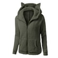 thumbnail image 1 of Jacenvly Winter Coats for Women Comfortable Warm Fleece Jackets for Women Solid Hooded Zipper Pocket Mid-Length Dresses for Women Loose Fashion Womens Long Sleeve Tops, 1 of 4