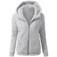 thumbnail image 1 of Jacenvly Winter Coats for Women Comfortable Warm Fleece Jackets for Women Solid Hooded Zipper Pocket Mid-Length Dresses for Women Loose Fashion Womens Long Sleeve Tops, 1 of 6
