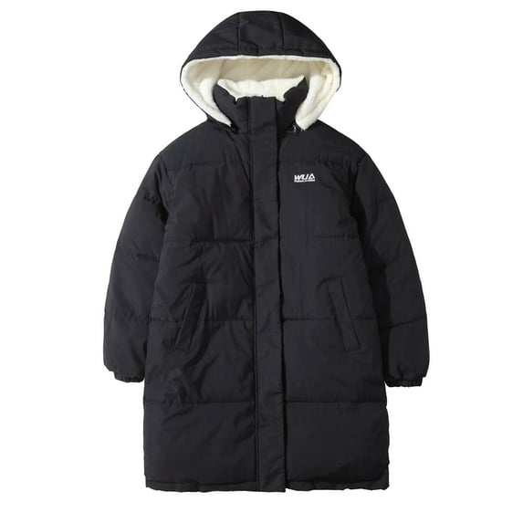 Jacenvly Winter Coats for Women Soft Comfortable Plush Jackets for Women Solid Hooded Zipper Pocket Mid-Length Dresses for Women Loose Casual Womens Long Sleeve Tops