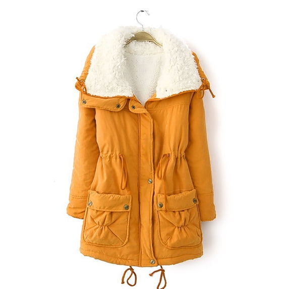 Jacenvly Winter Coats for Women Soft Comfortable Plush Jackets for Women Solid Lapels Zipper Pocket Mid-Length Dresses for Women Loose Casual Womens Long Sleeve Tops