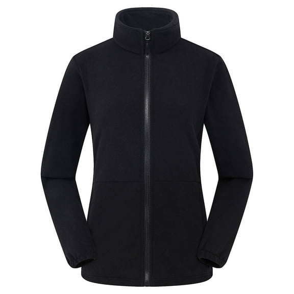 Jacenvly Winter Coats for Women Soft Comfortable Plush Jackets for Women Solid Stand-Up Collar Zipper Pocket Mid-Length Dresses for Women Loose Casual Womens Long Sleeve Tops