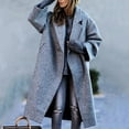 thumbnail image 1 of Jacenvly Winter Coats for Women Solid Trench Coat Windproof Long Sleeve Cardigan Lapels Button Pocket Jacket Casual Fashion Below The Knee Blouse, 1 of 6