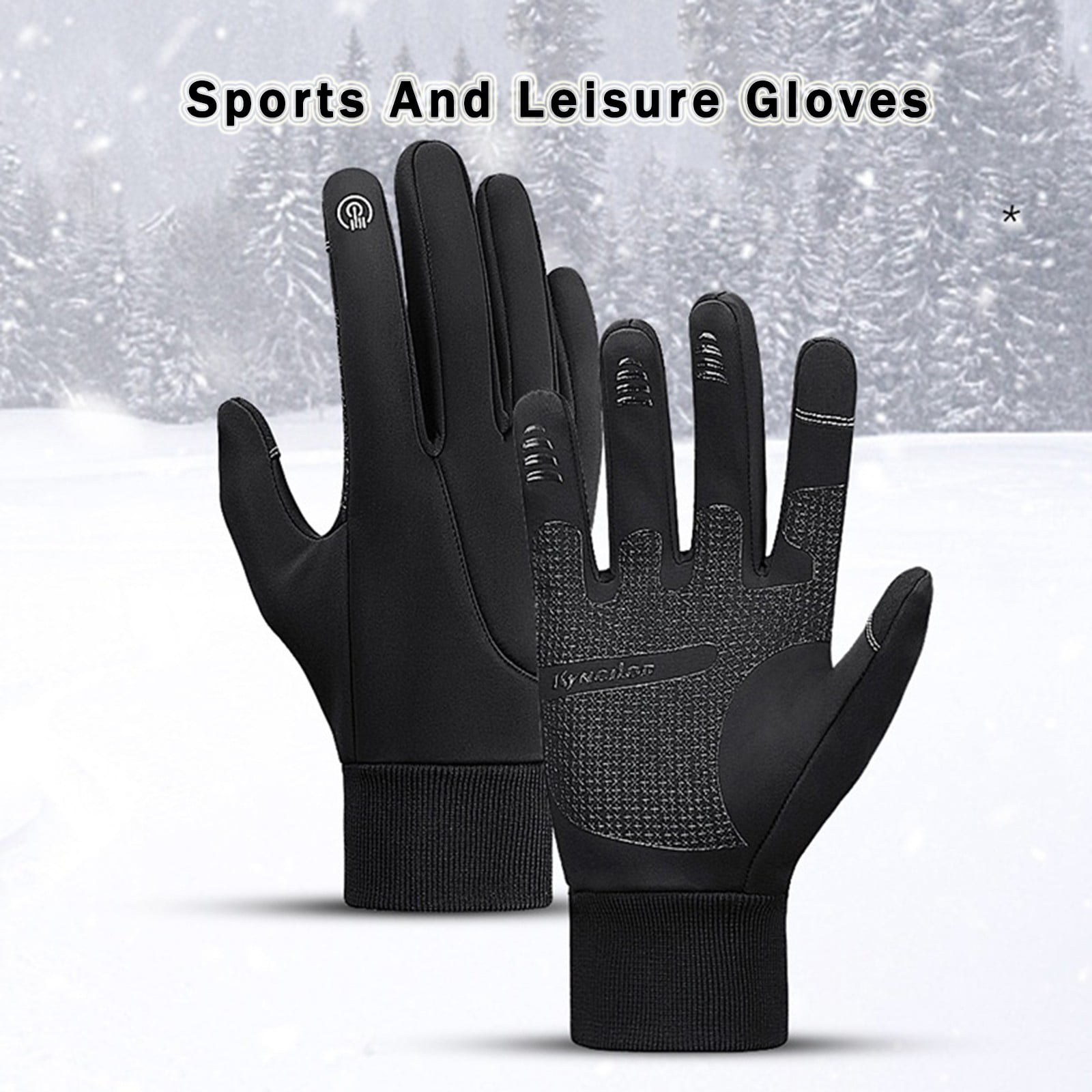 MOKANI Winter Thermal Gloves, Touch Screen Non-slip Cycling Gloves Windproof Splash-proof Running Gloves With Warm Fleece Lining For Men Women Driving - View #3