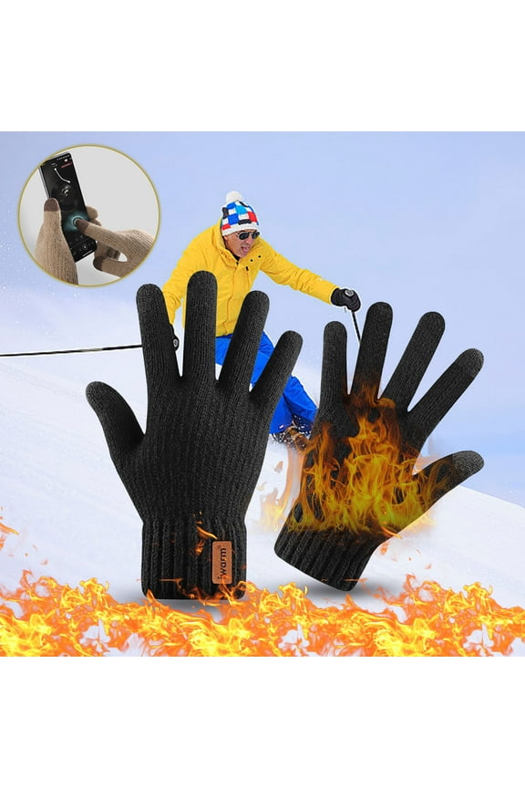 Winter Gloves for Men Winter Knit Gloves Warm Full Men Women with Upgraded Screen -Slip Glove Fleece Lined