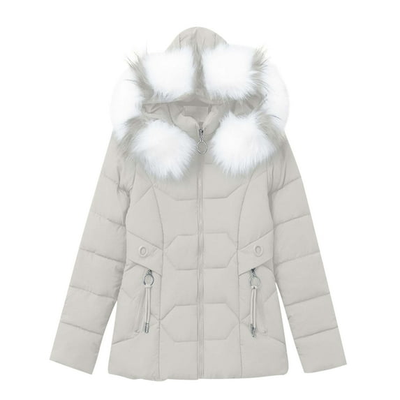 Jacenvly Winter Jackets for Women Soft Comfortable Plush Womens Coats Solid Hooded Zipper Pocket Mid-Length Dresses for Women Loose Casual Womens Long Sleeve Tops
