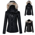 thumbnail image 1 of Jacenvly Winter Jackets Women Solid Leather Jacket Comfortable Warm Long Sleeve Outerwear Hoodlies Zip-Up Pocket Jacket New Style Long Tops, 1 of 9