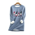 thumbnail image 1 of Jacenvly Winter Women's Casual Plush-lined Thermal Christmas Print Thickened Tops Crew Neck Long Sleeve Sweatshirt, 1 of 1