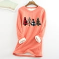 thumbnail image 1 of Jacenvly Winter Women's Casual Plush-lined Thermal Christmas Print Thickened Tops Crew Neck Long Sleeve Sweatshirt, 1 of 1