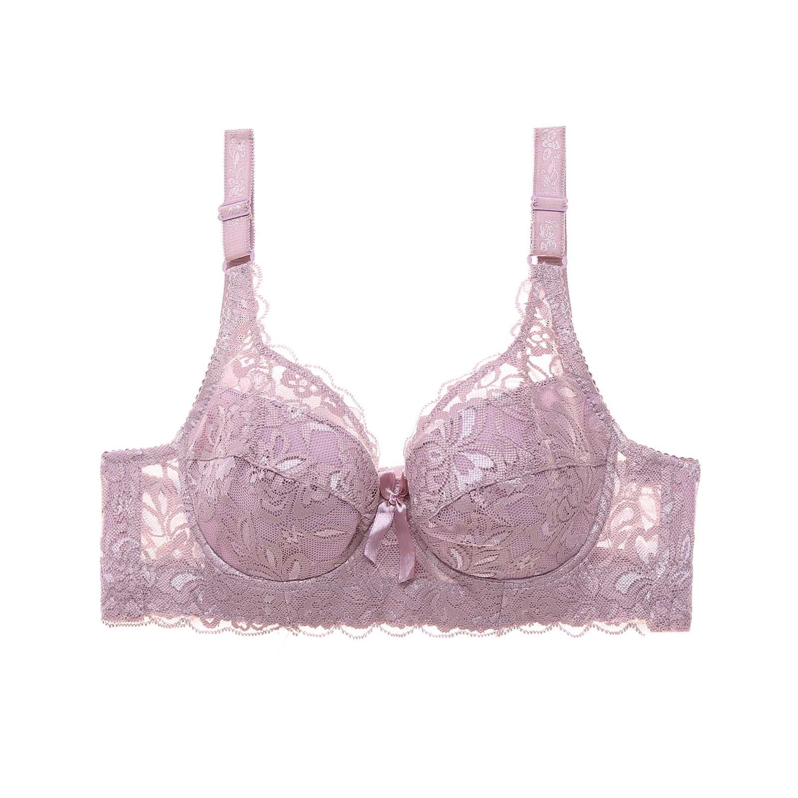 Pink lacy bra isolated on white Stock Photo