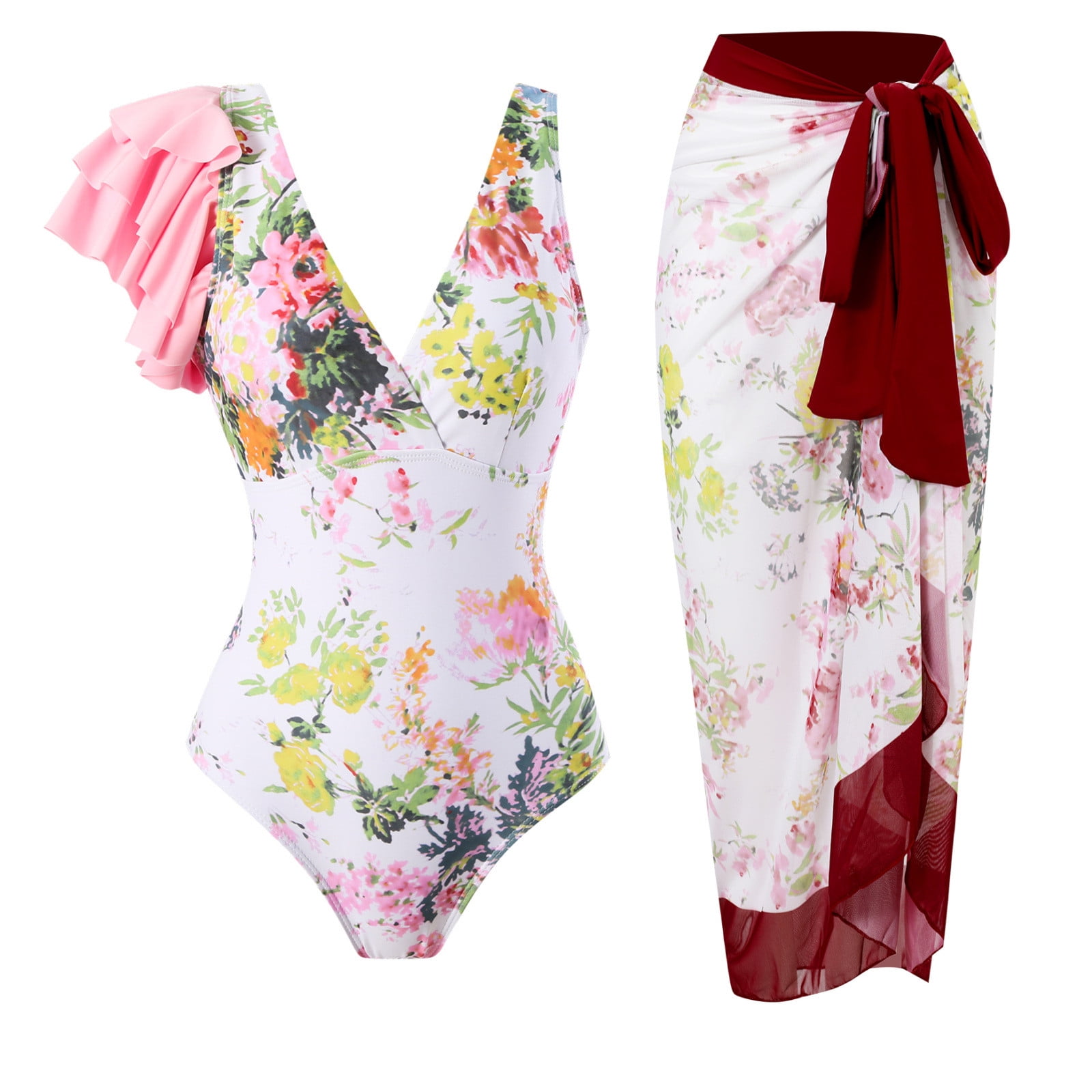 Quick Drying Two Piece Swim Skirt Set