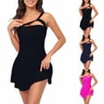 thumbnail image 1 of Jacenvly Women'S Plus Size Two Piece Trendy Sleeveless Swimsuit Solid One Shoulder Neck Surfing Swimwear Lightweight Women'S Printed Tight Fitting and Gathering Swimsuit Hot Pink, 1 of 9