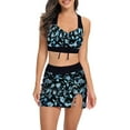 thumbnail image 1 of Jacenvly Women Tankini Set Two Piece Fashion Sleeveless Swimsuit Contrast Color V-Neck Surfing Swimwear Comfortable Women Multi-Color Printed Tight Fitting Gathering Split Set Blue, 1 of 5