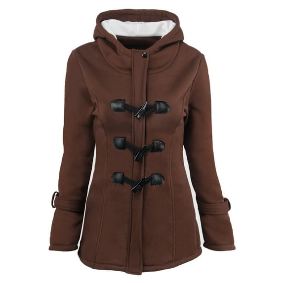 Jacenvly Women Winter Coats Clearance Comfortable Warmth Wool Jackets for Women Solid Hooded Button Pocket Short Dresses for Women Casual Fashion Womens Long Sleeve Tops