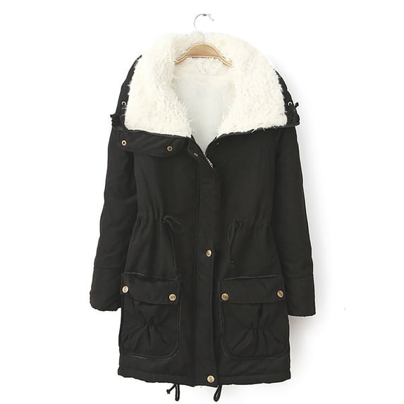 Jacenvly Women Winter Coats Soft Warm Cotton Jackets for Women Solid Lapels Zipper Pocket Short Dresses for Women Casual Trendy Womens Long Sleeve Tops