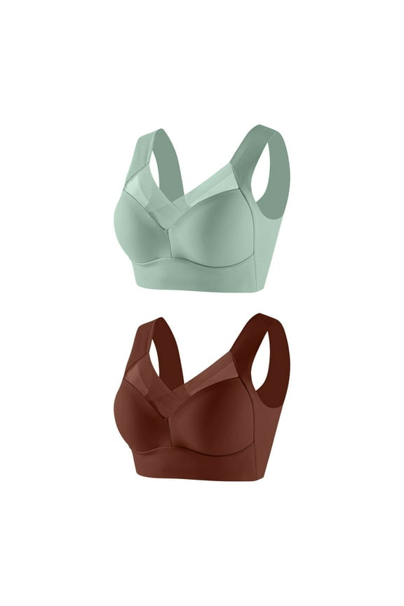 Women's New Arrivals Push up Bras for Women Underwire Underwear Thin Lace Solid Color Push-Up Adjustment Bra Comfort Fit Wireless Bras for Women Brown
