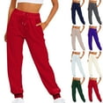 thumbnail image 1 of Jacenvly Women's Pants Clearance Bundle Foot Long Elastic Waisted Drawstring Pocket Plain Sweatpants Women Casual Trousers High Waist with Multi-Pockets Pants, 1 of 5