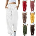 thumbnail image 1 of Jacenvly Women's Pants Bundle Foot Long Elastic Waisted Drawstring Pocket Plain Sweatpants Women Fashion Casual Solid Elastic Waist Trousers Straight Pants, 1 of 3