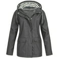 thumbnail image 1 of Jacenvly Women's Plus Size Solid Rain Jacket Outdoor Hooded Windproof,Size S-5X, 1 of 4