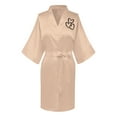 thumbnail image 1 of Jacenvly Womens Pajamas Casual Fashion Womens Silk Pajamas Set Love Printing Long Sleeved Morning Robe Nightgown Homewear Beige, 1 of 3