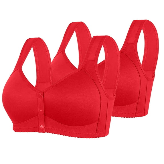 Jacenvly Womens Sports Bras Clearance Solid Elastic Soft Bralettes for Women 2-Pack Women'S Large and Breathable Bra Without Steel Ring Sports Bra Daily Bra Red