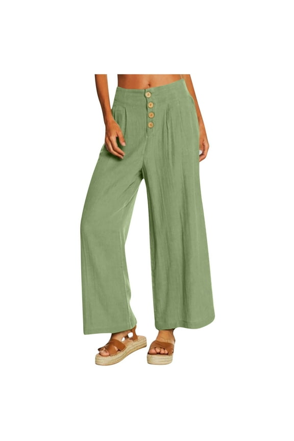 Womens Stretch Denim Capris Leggings Sales Misses Casual Solid High Waist Loose Pocket Straight Buttons Long Pants