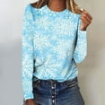 thumbnail image 1 of Jacenvly Womens Tops Fall Long Sleeve Christmas Snowflake Print Sweatshirt for Women Cute Casual Round Neck Sweaters Light Soft Comfortable and Warm, 1 of 4