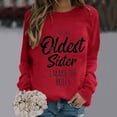 thumbnail image 1 of Jacenvly Womens Tops Long Sleeve Plus Size Crew Neck T Shirt Fashion Long Sleeve Shirt Skin-Friendly Letter Print Fashion Casual Printed Sports Shirt Tops Red, 1 of 4