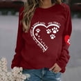 thumbnail image 1 of Jacenvly Womens Tops Long Sleeve Plus Size Crewneck Sweatshirt Fashion Long Sleeve Shirt Skin-Friendly Contrast Color Print Pullover Tops Comfortable Blouse Sweatshirt Wine, 1 of 4