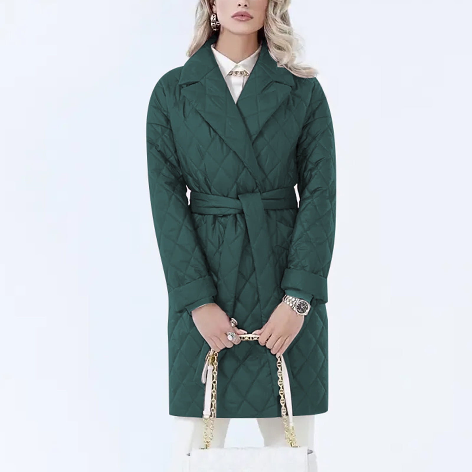 Jacenvly Womens Winter Coats Clearance Solid Quilted Jackets Thickened